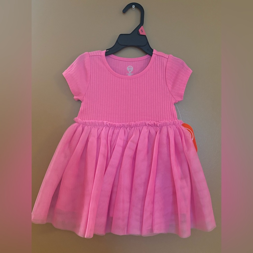 Wonder Nation Toddler Girls Pink Short Sleeve Dress 18 Months